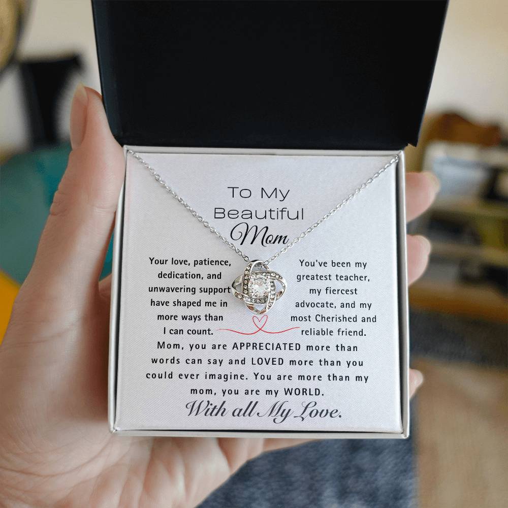 MOM, You are My World-Love Knot Necklace