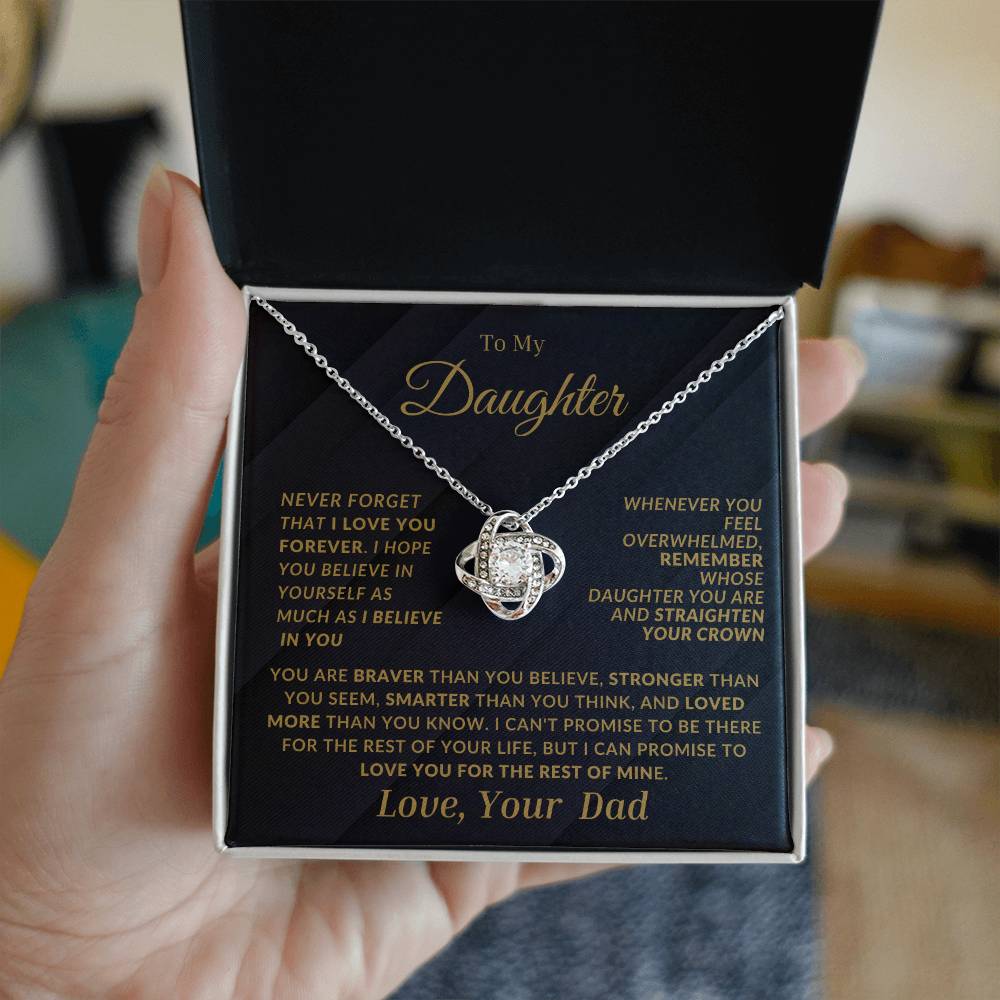 Daughter Love Knot Necklace From Dad-Black