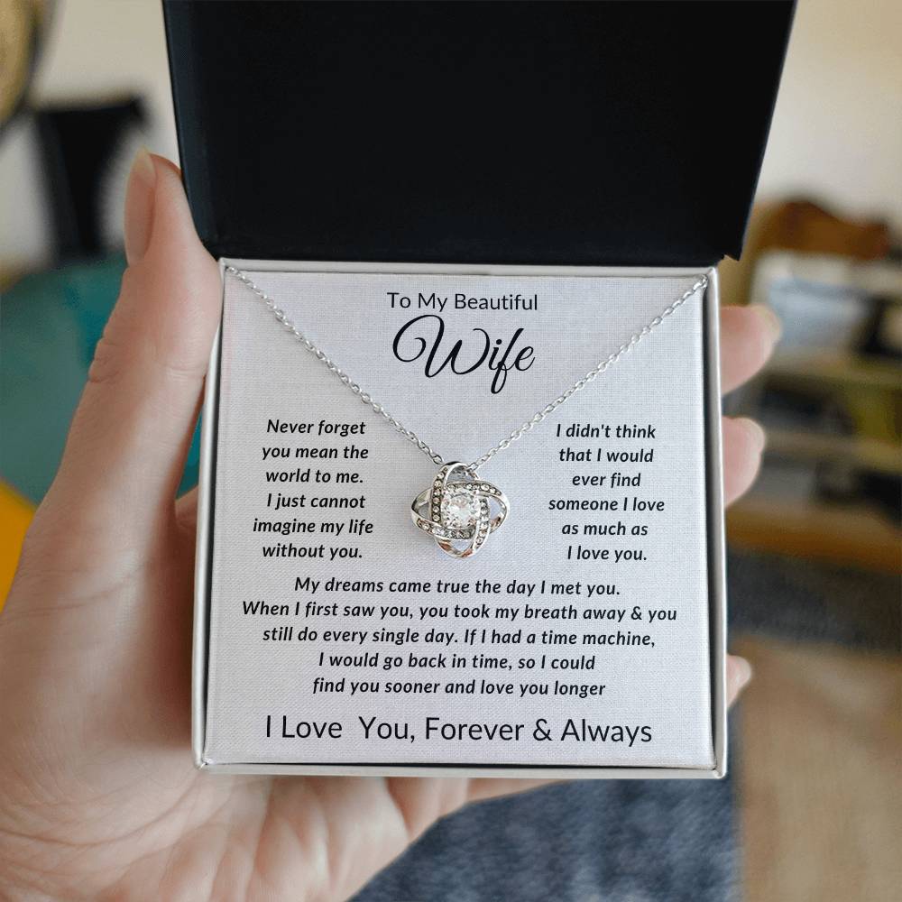 To My Wife-Never Forget You Mean The World to Me- Forever Together Necklace