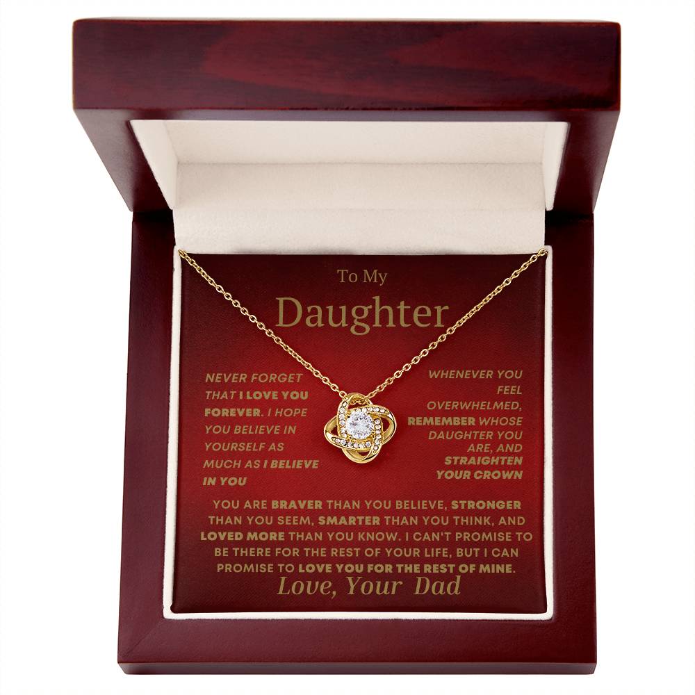 Daughter Love Knot Necklace From Dad Red