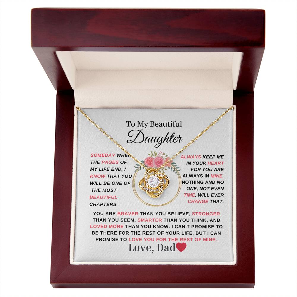 Daughter -Love Knot Necklace-  Love, Dad Pink