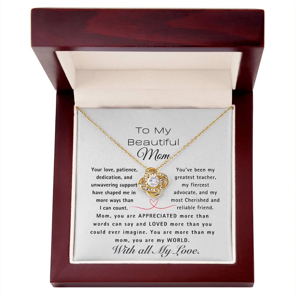 MOM, You are My World-Love Knot Necklace