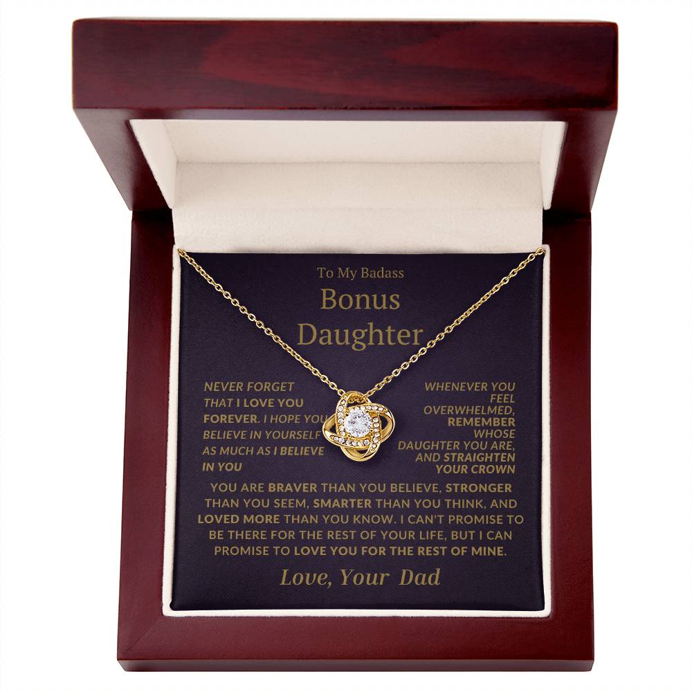 Badass Bonus Daughter Love Knot Necklace From Dad