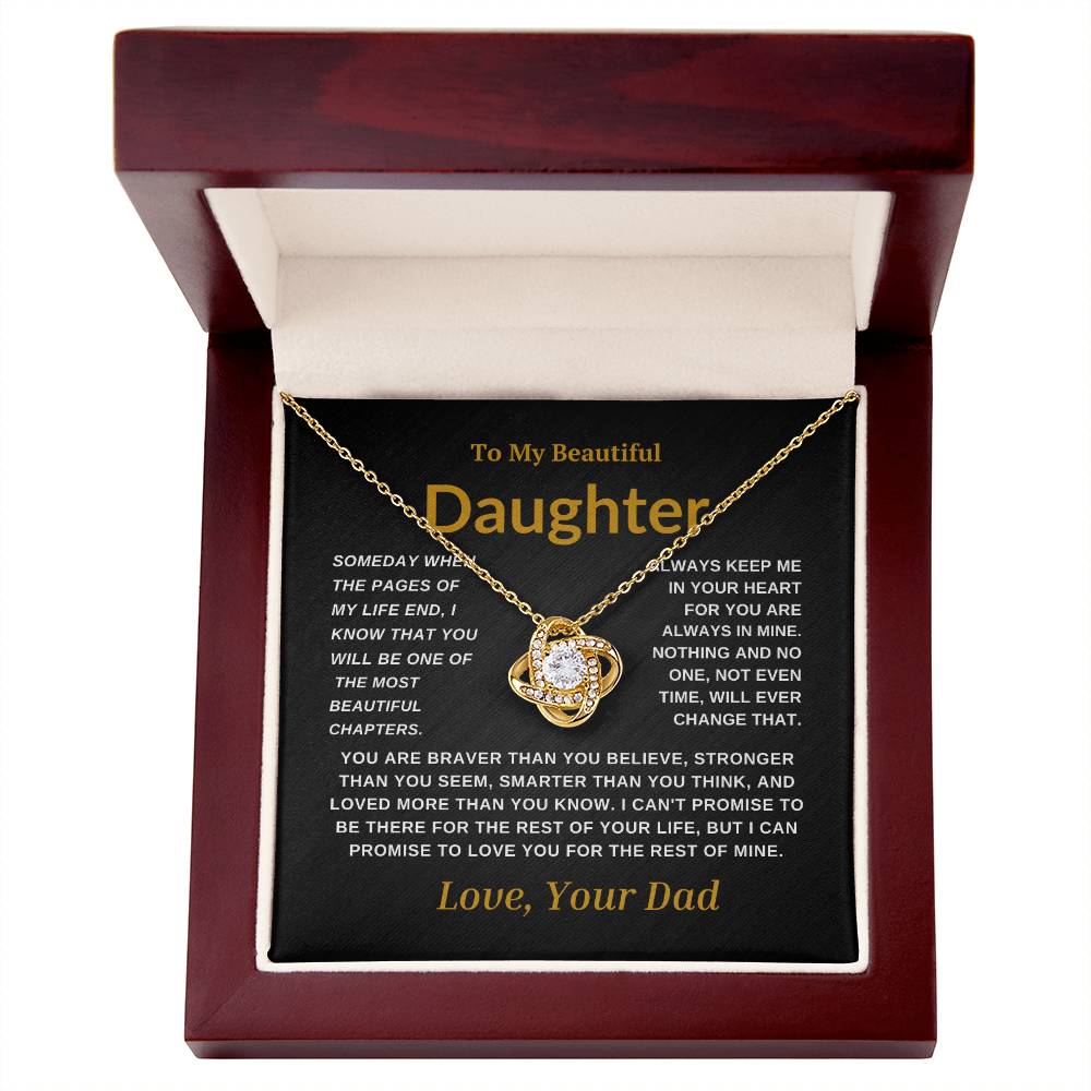 For My  Beautiful Daughter Love Knot Necklace-Dad Black Card