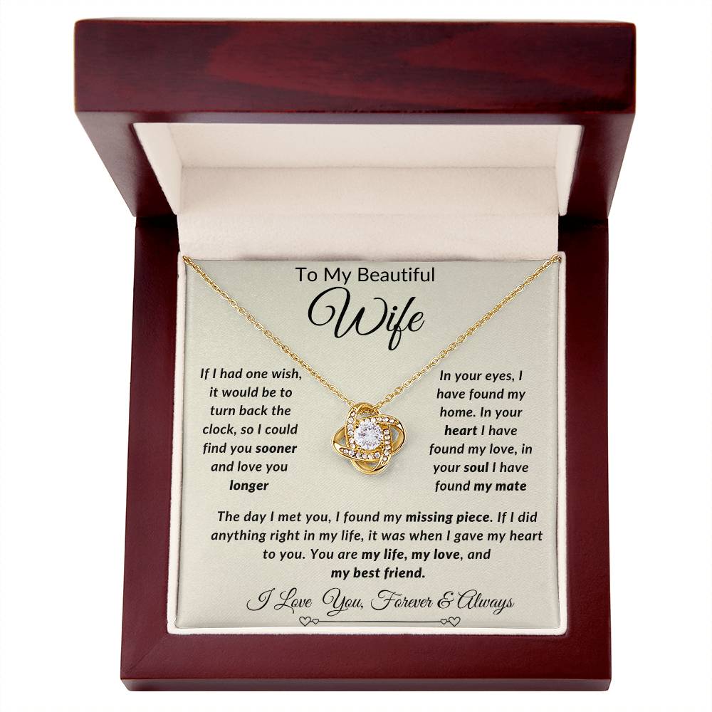 To My Beautiful Wife-You Are My LIfe, My Love And My Best Friend- Forever Together Necklace