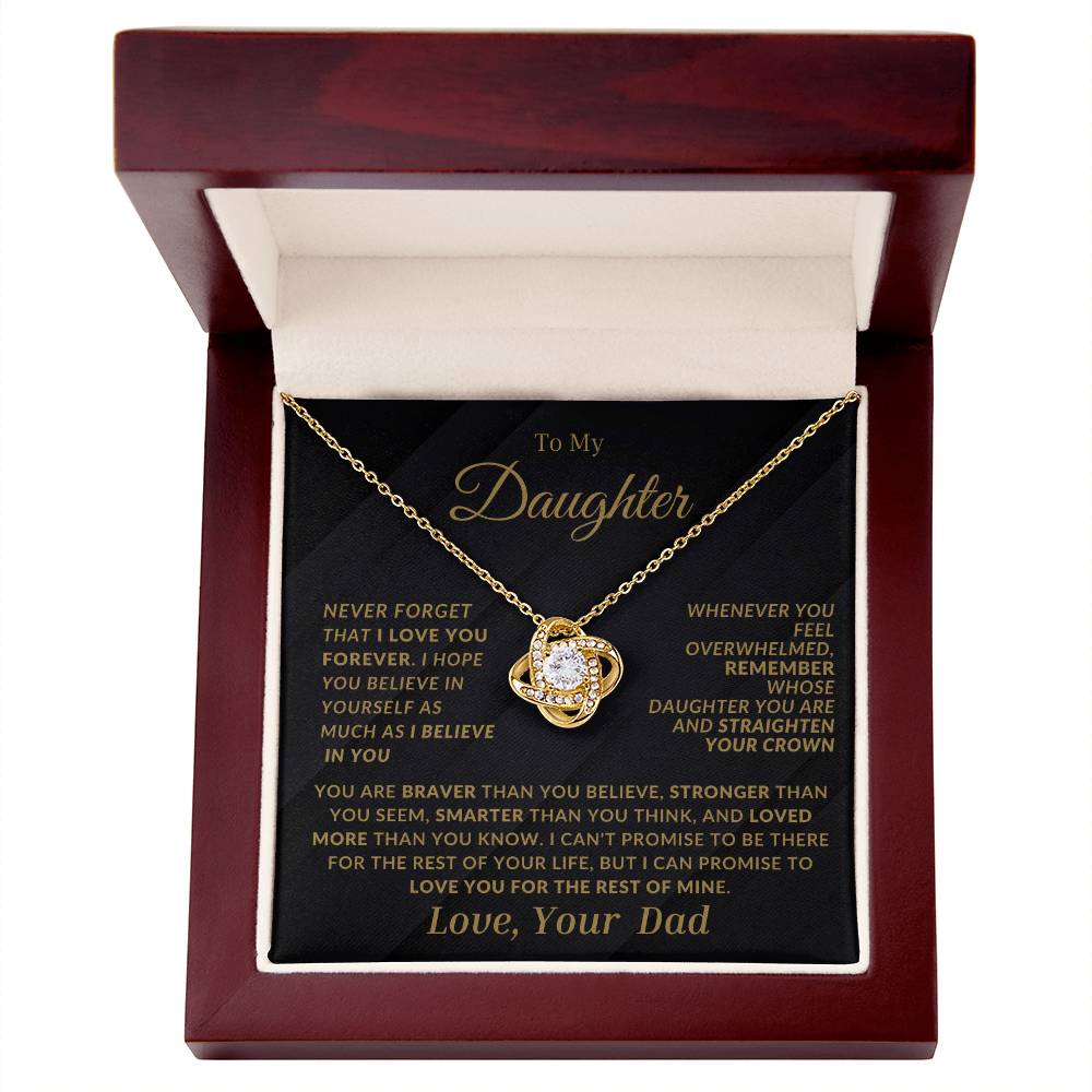 Daughter Love Knot Necklace From Dad-Black