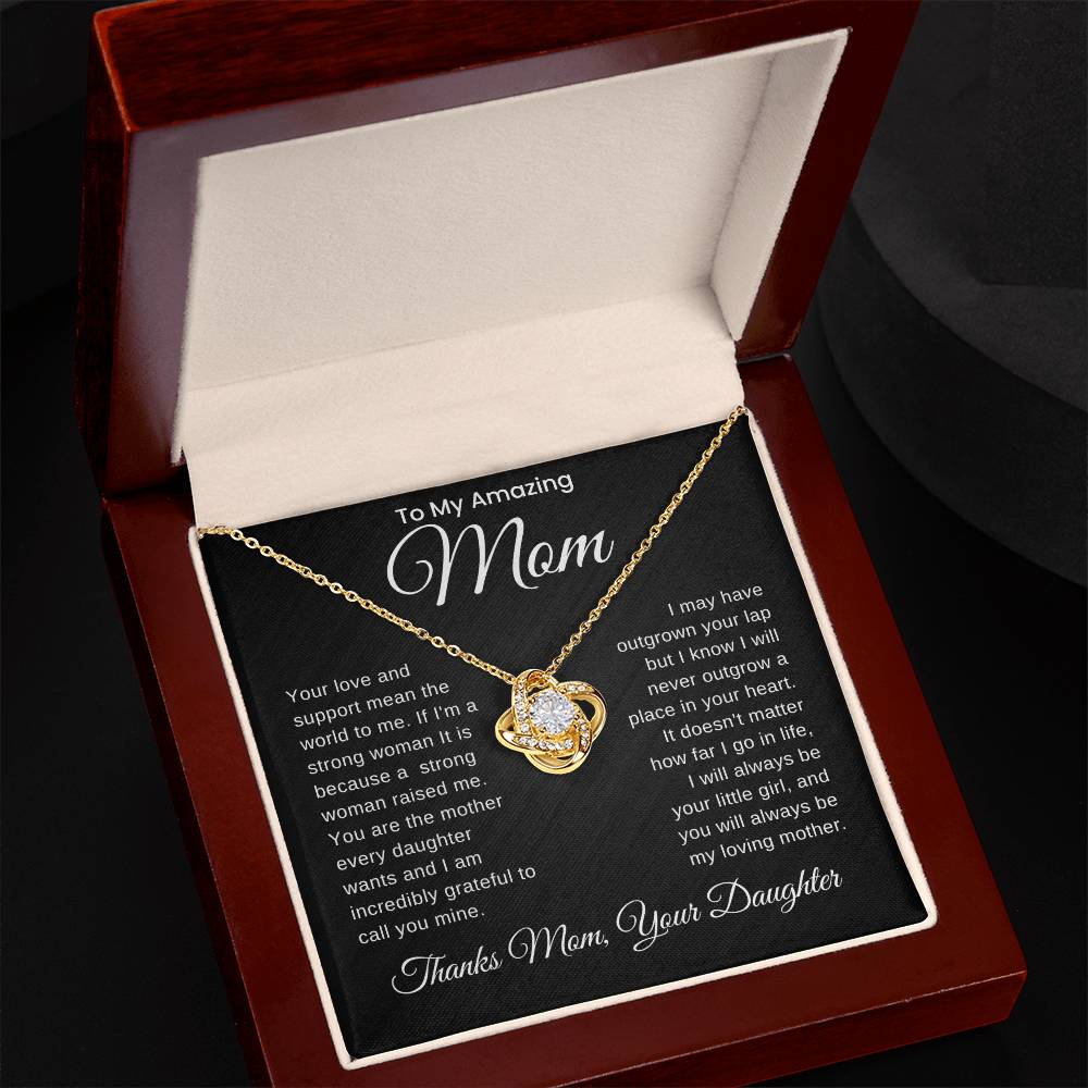 Strong Mom, Strong Daughter- Love Knot Necklace For Mom From Daughter