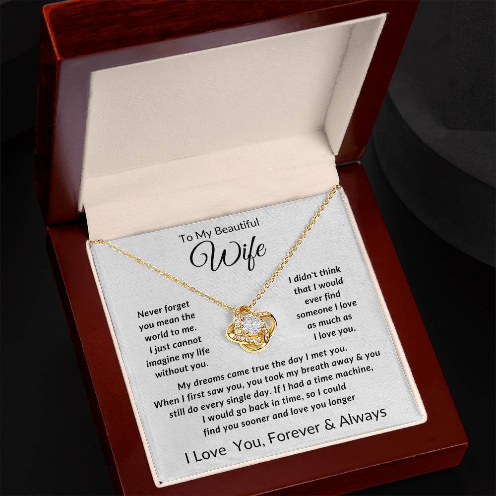 To My Wife-Never Forget You Mean The World to Me- Forever Together Necklace