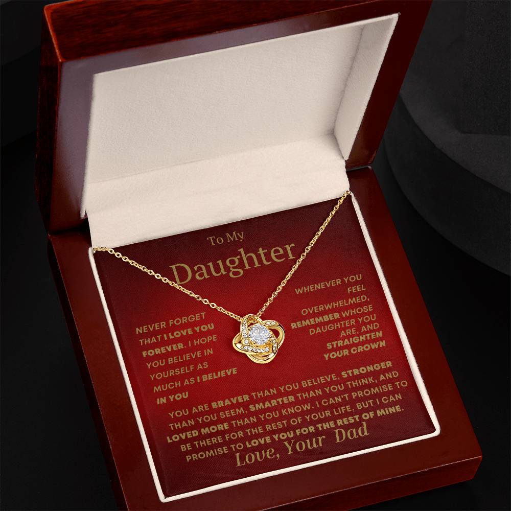 Daughter Love Knot Necklace From Dad Red