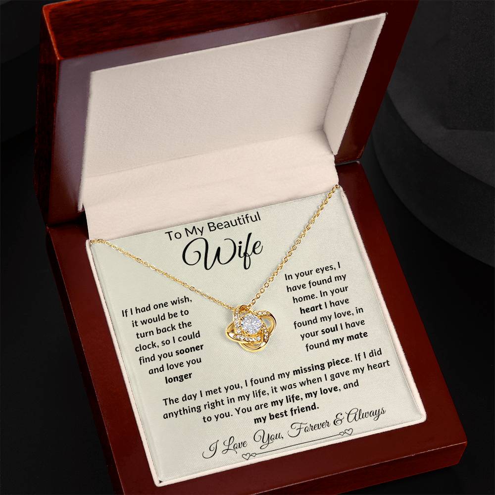 To My Beautiful Wife-You Are My LIfe, My Love And My Best Friend- Forever Together Necklace