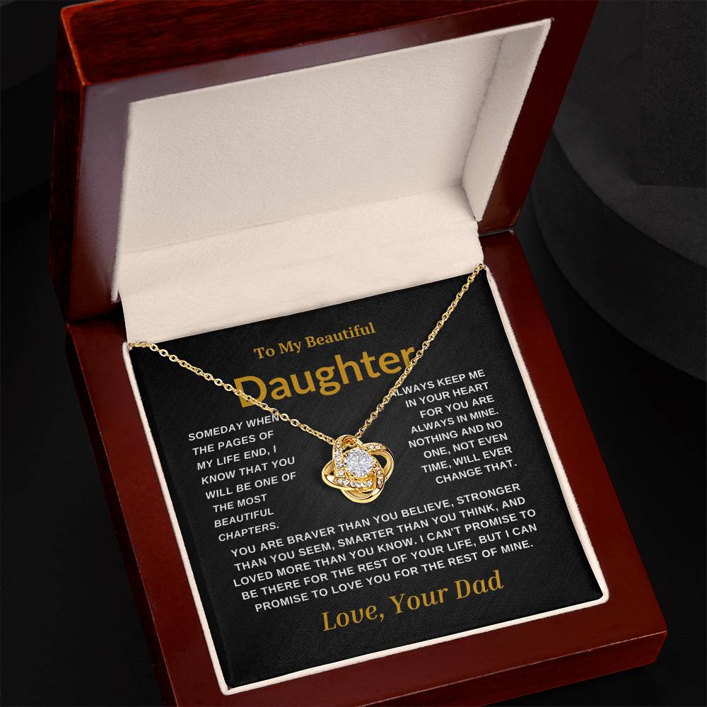 For My  Beautiful Daughter Love Knot Necklace-Dad Black Card