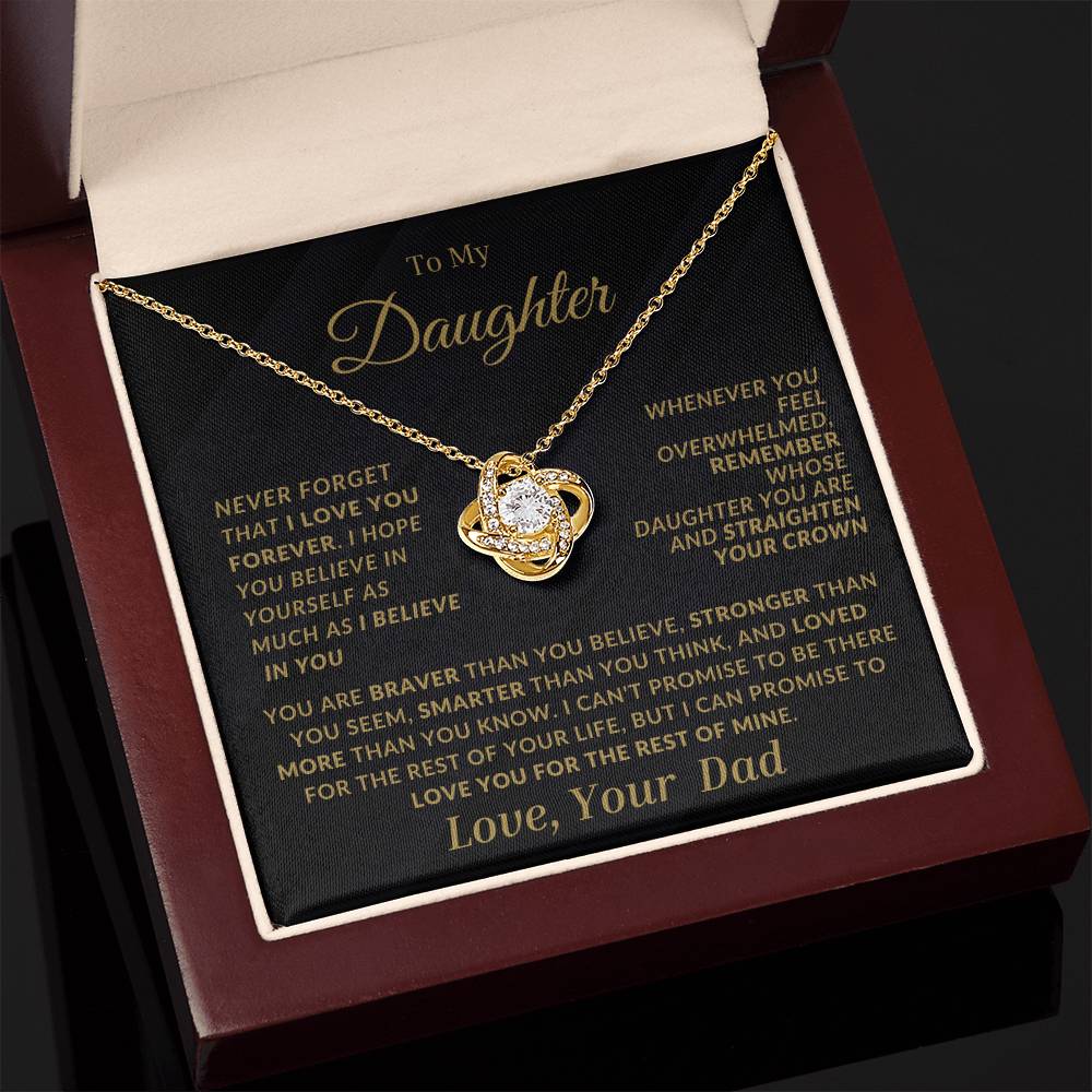 Daughter Love Knot Necklace From Dad-Black