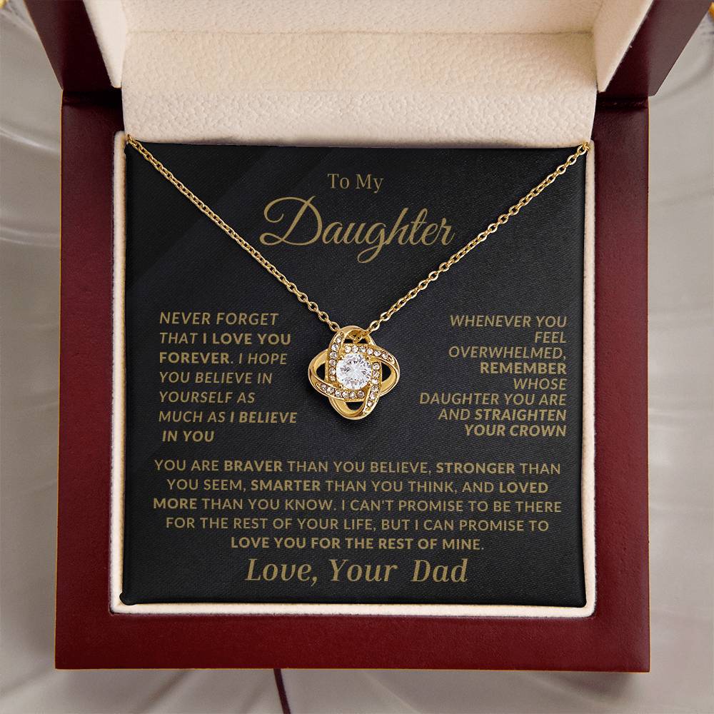 Daughter Love Knot Necklace From Dad-Black