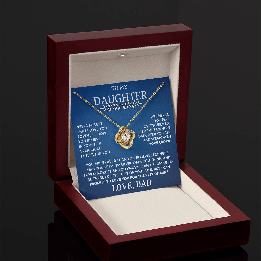 Beautiful Gift For Daughter From Dad "Never Forget That I Love You" Necklace