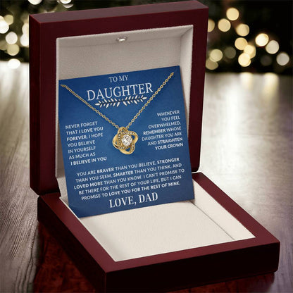 Beautiful Gift For Daughter From Dad "Never Forget That I Love You" Necklace