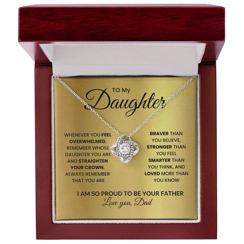 To My Daughter-Straighten Your Crown-Love Knot Necklace