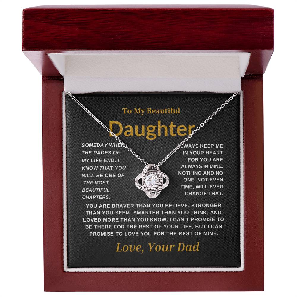 For My  Beautiful Daughter Love Knot Necklace-Dad Black Card