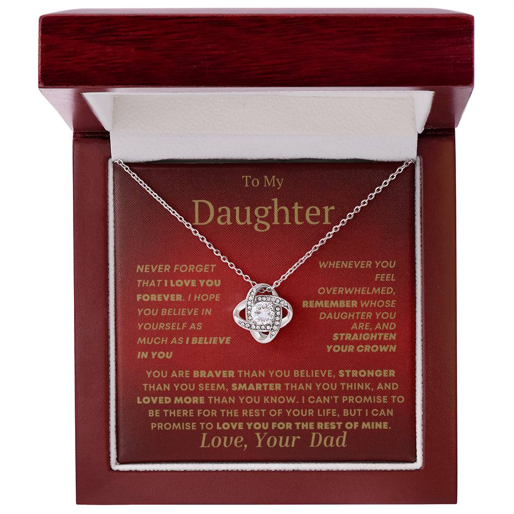 Daughter Love Knot Necklace From Dad Red