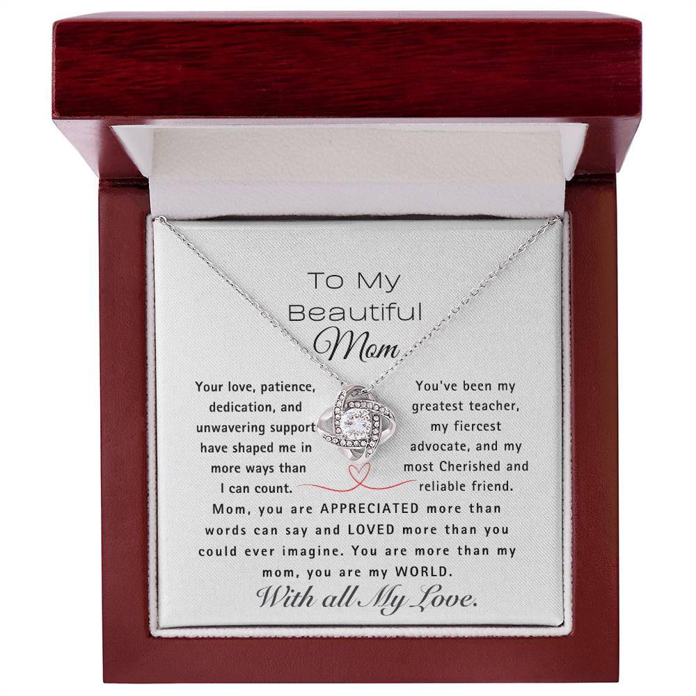 MOM, You are My World-Love Knot Necklace