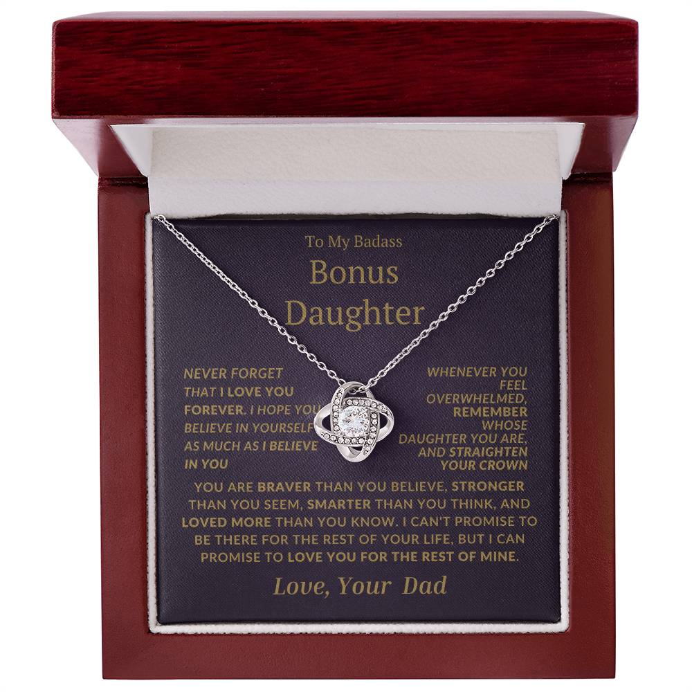 Badass Bonus Daughter Love Knot Necklace From Dad