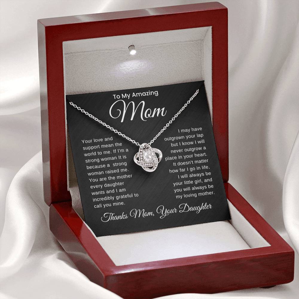 Strong Mom, Strong Daughter- Love Knot Necklace For Mom From Daughter