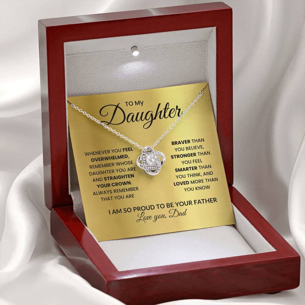 To My Daughter-Straighten Your Crown-Love Knot Necklace