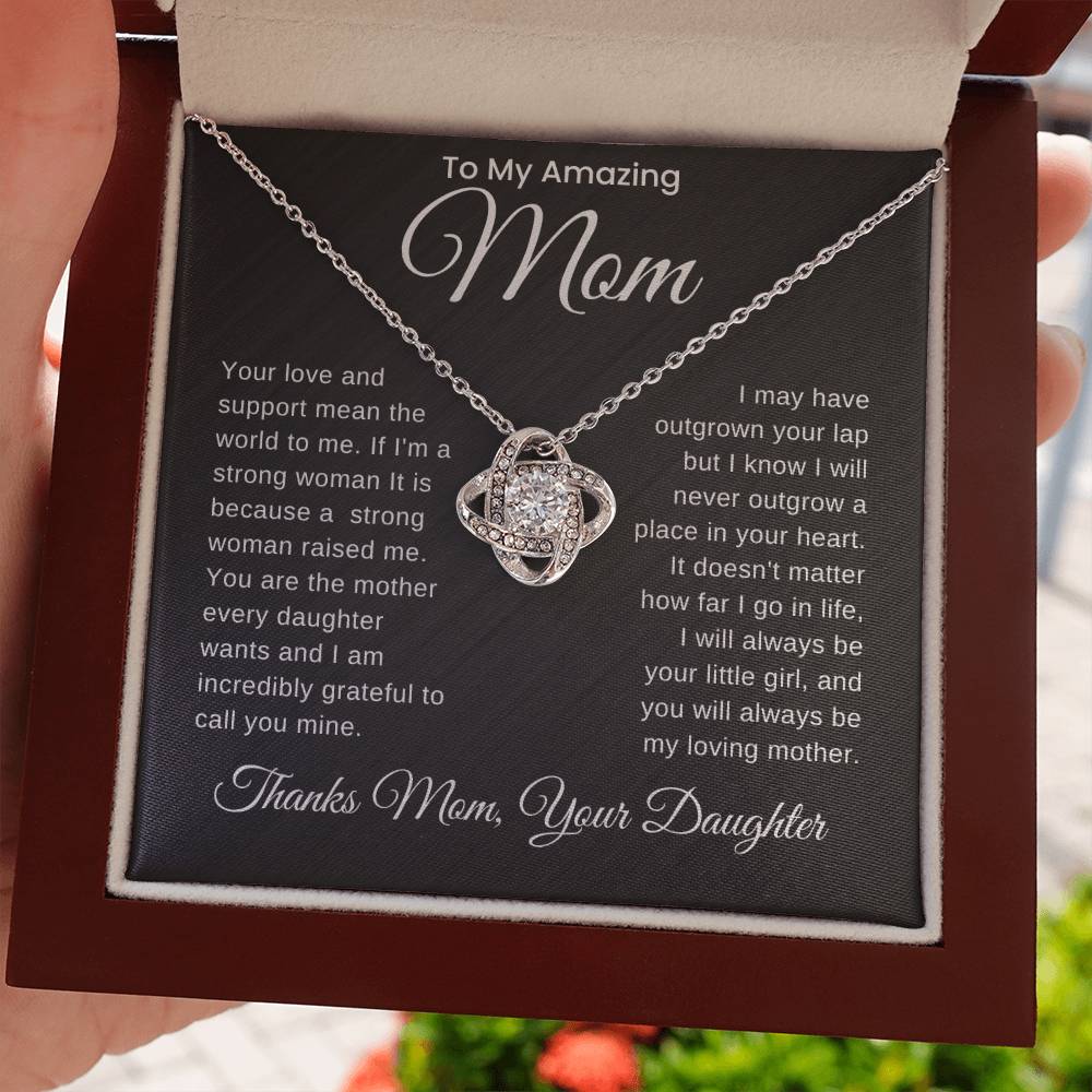 Strong Mom, Strong Daughter- Love Knot Necklace For Mom From Daughter