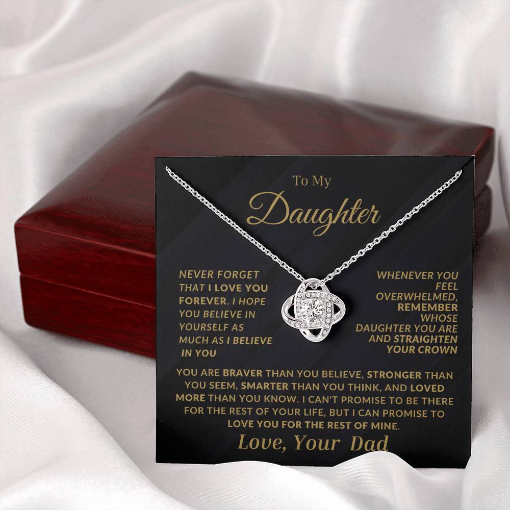 Daughter Love Knot Necklace From Dad-Black