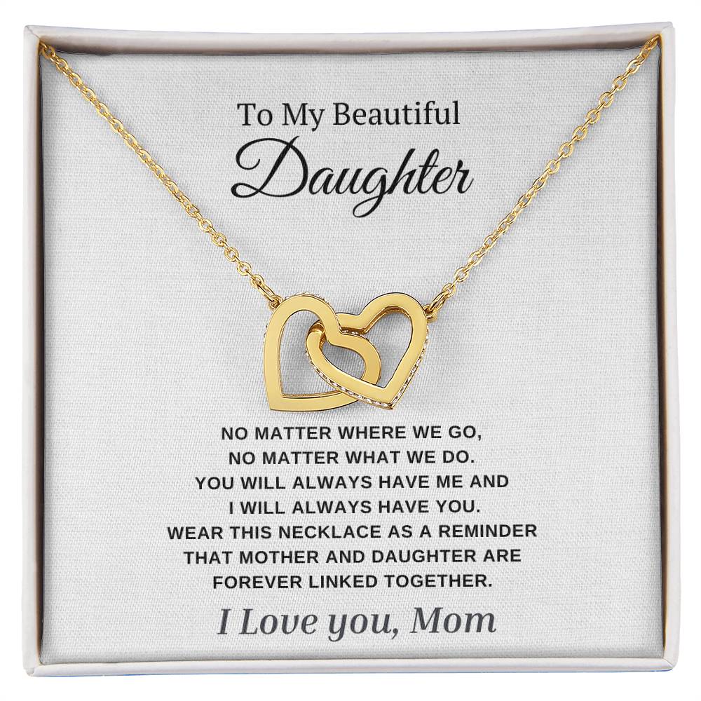 To My Beautiful Daughter Wear this Necklace As a Reminder We are Forever Linked Together.