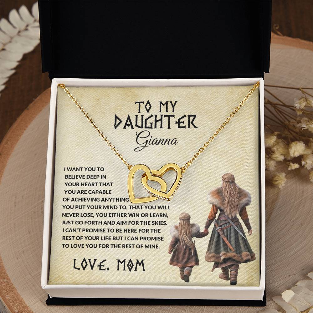 To My Daughter-Twin Hearts Necklace-I Will Love You For The Rest Of My Life.