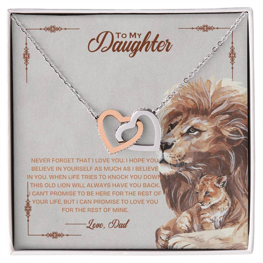 To My Daughter-I Will Always Have Your Back- Twin Hearts Necklace From Dad