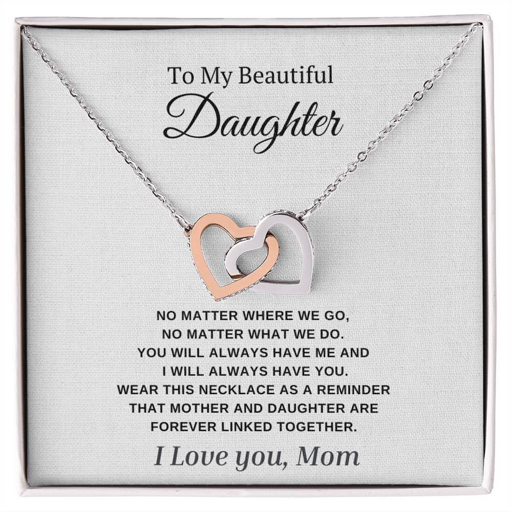 To My Beautiful Daughter Wear this Necklace As a Reminder We are Forever Linked Together.