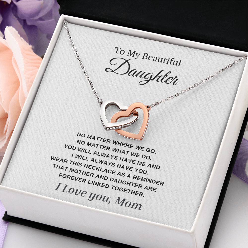 To My Beautiful Daughter Wear this Necklace As a Reminder We are Forever Linked Together.