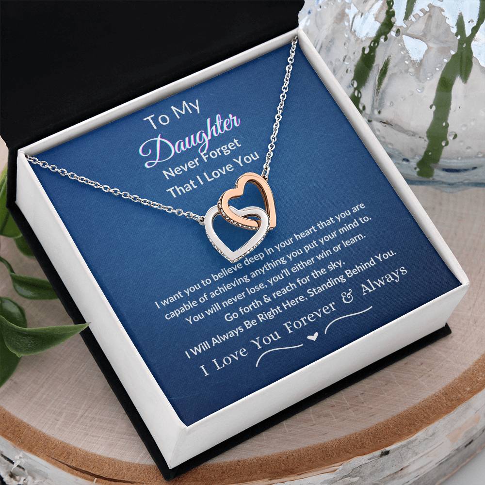 Interlocking Hearts Necklace For Daughter- Reach For The Sky