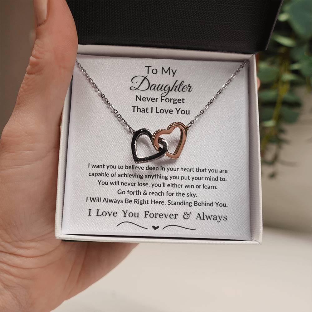 Interlocking Hearts Necklace For Daughter- Reach For The Sky