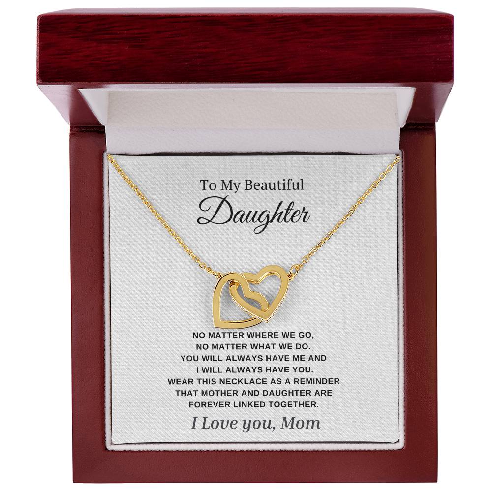 To My Beautiful Daughter Wear this Necklace As a Reminder We are Forever Linked Together.