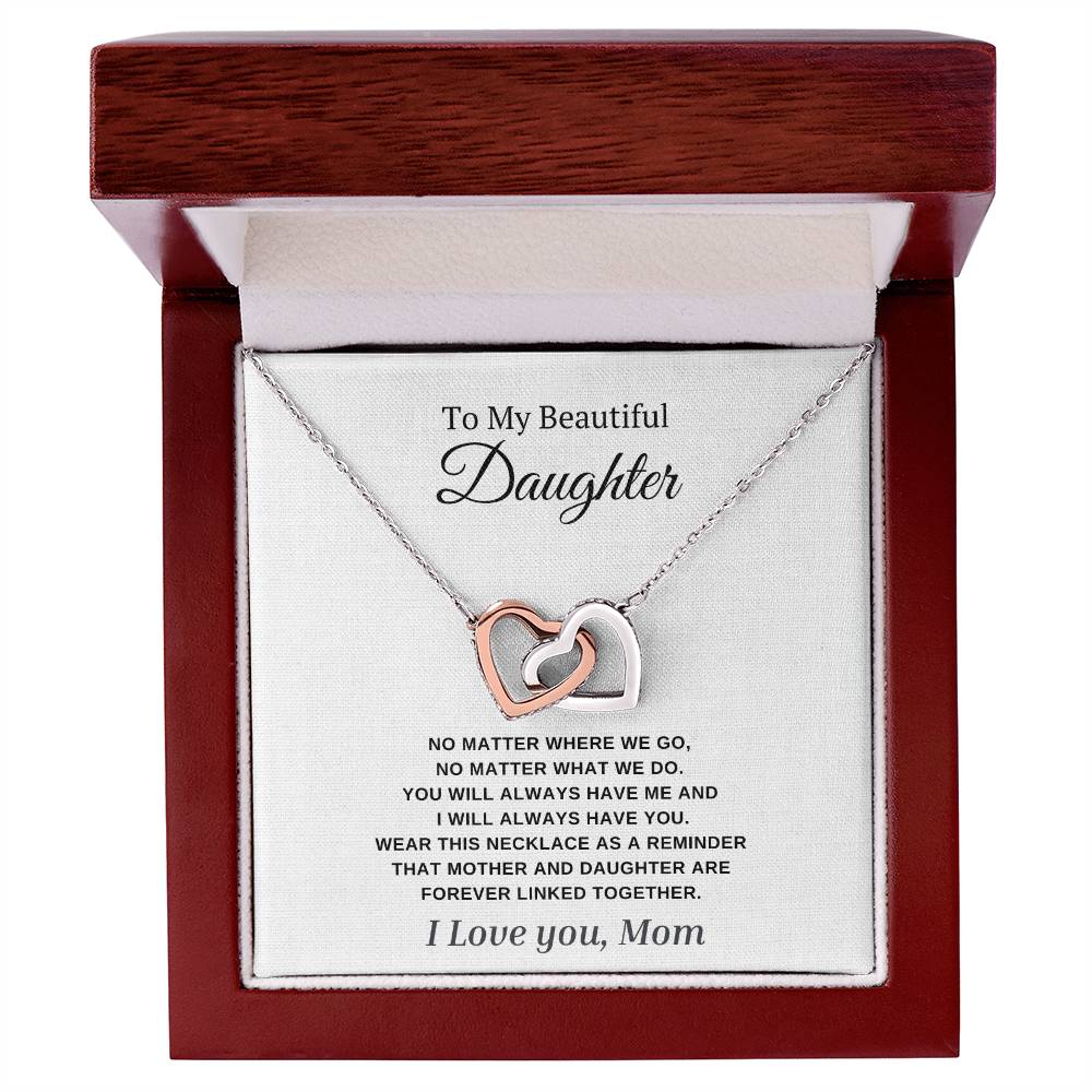 To My Beautiful Daughter Wear this Necklace As a Reminder We are Forever Linked Together.