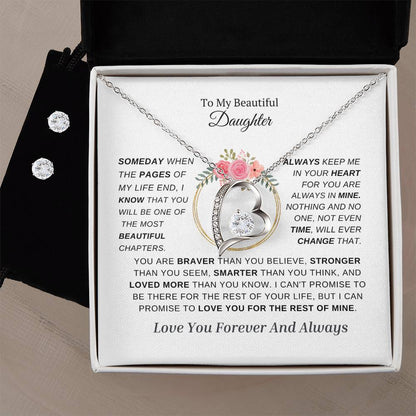 To My Beautiful Daughter-Forever Love Necklace With Free Gift