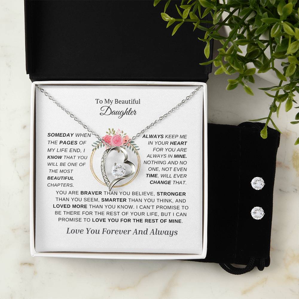 To My Beautiful Daughter-Forever Love Necklace With Free Gift