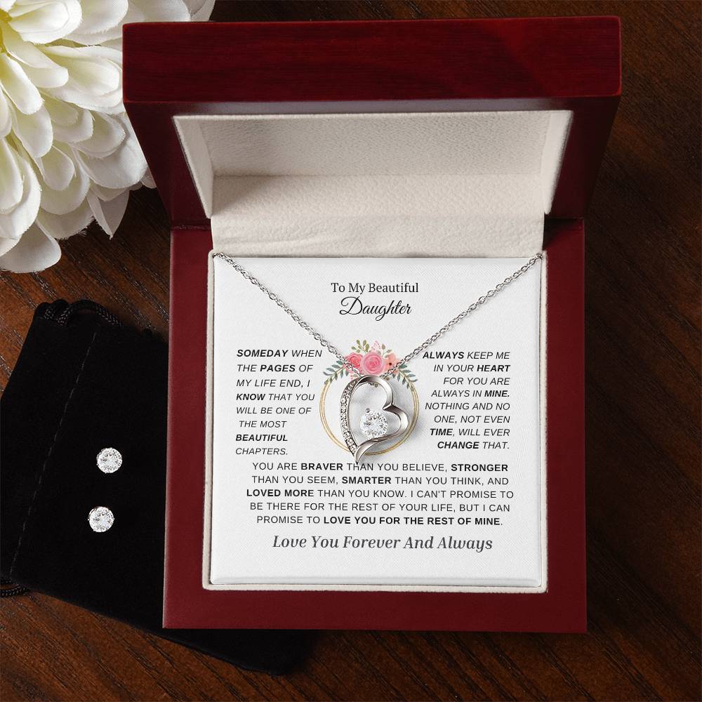 To My Beautiful Daughter-Forever Love Necklace With Free Gift