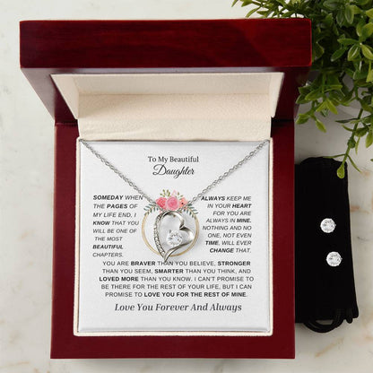 To My Beautiful Daughter-Forever Love Necklace With Free Gift