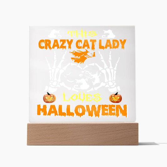 Placa acrílica Crazy Cat Lady Halloween-Acrílico más vendida