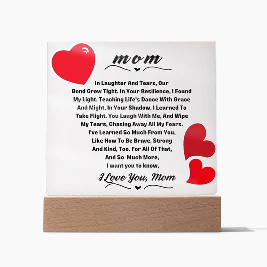 Mom I Love You Square LED Plaque