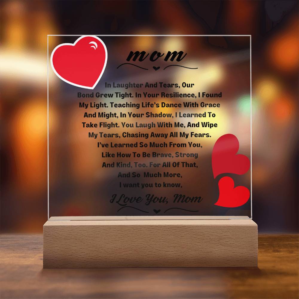 Mom I Love You Square LED Plaque