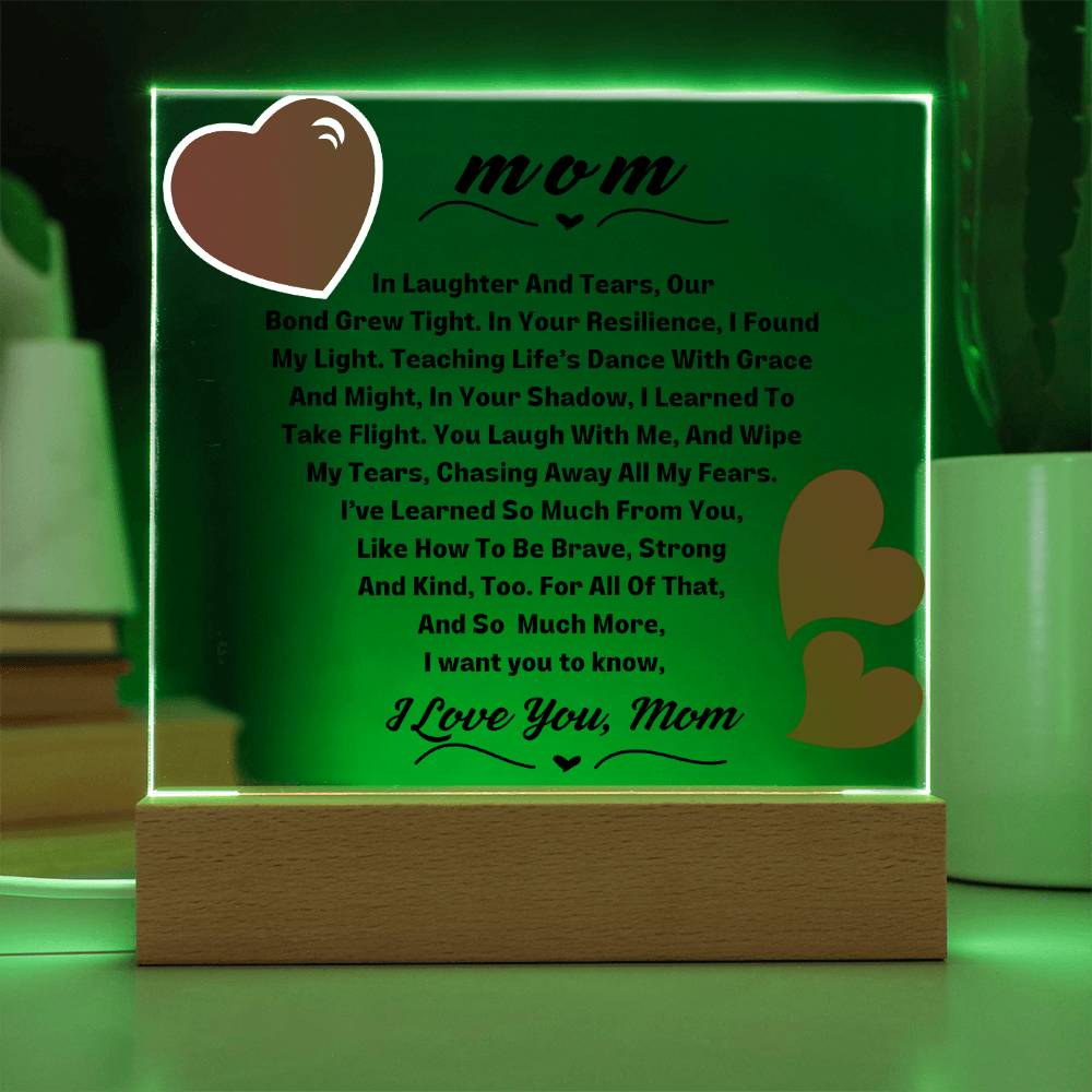 Mom I Love You Square LED Plaque