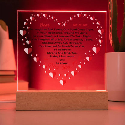 Our Bond-Acrylic LED Square Plaque-For Mom