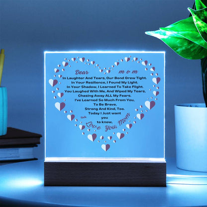 Our Bond-Acrylic LED Square Plaque-For Mom