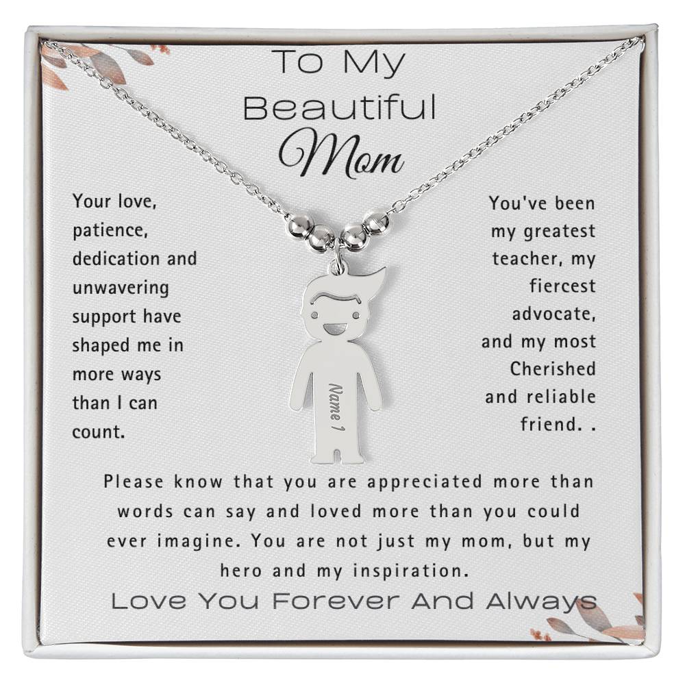 To My Beautiful Mom-Custom Kid Charm Necklace