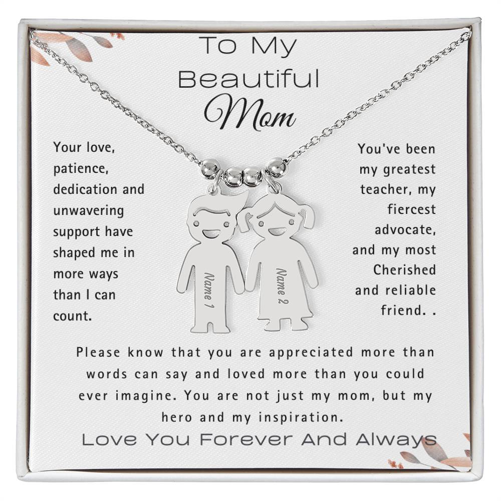 To My Beautiful Mom-Custom Kid Charm Necklace