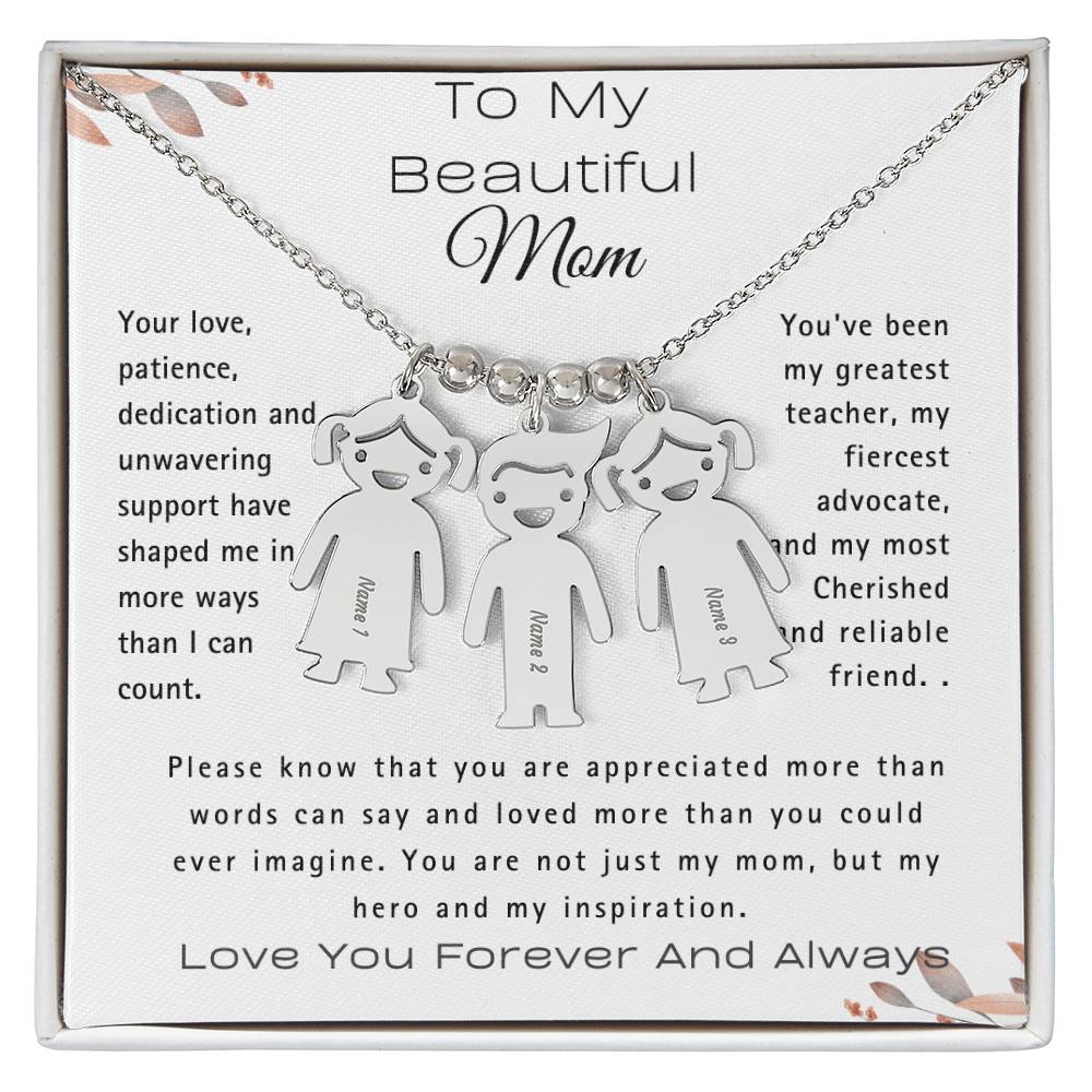 To My Beautiful Mom-Custom Kid Charm Necklace